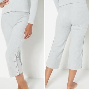 Barefoot Dreams, Pearl Gray CozyChic Lite Button Cropped Pull-on Pants, 3X